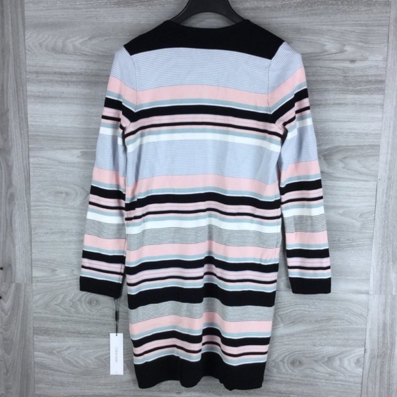 Calvin Klein Women's Colorblocked Multi Color Striped Cardigan Sweater Size M - Picture 3 of 7